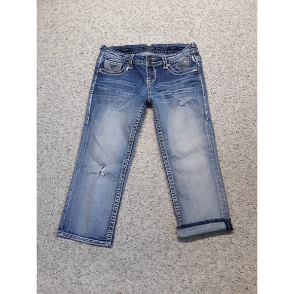 7x21 Vigoss the Chelsea ripped distress capris with bling - Picture 3 of 5